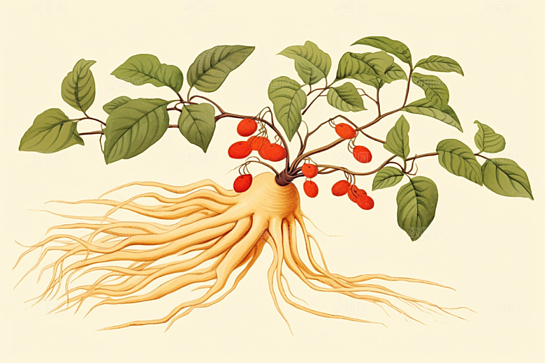人参医疗植物插画