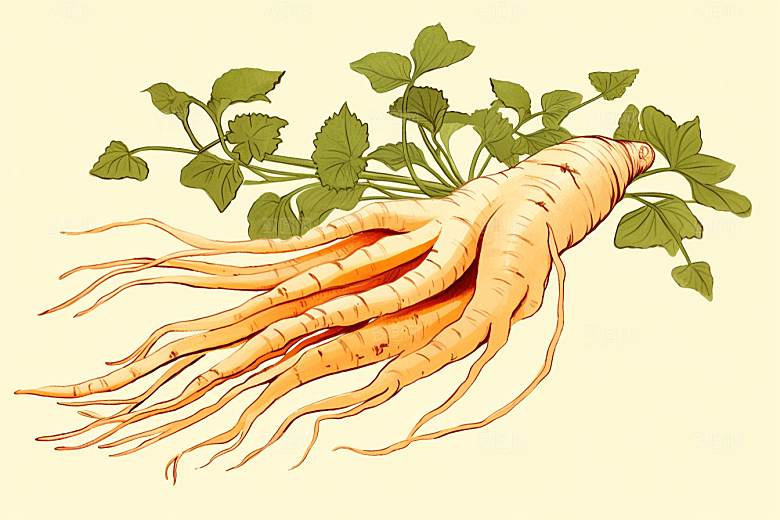 人参健康中药材插画