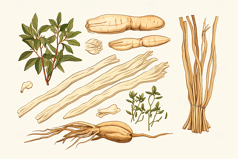 人参药方植物插画