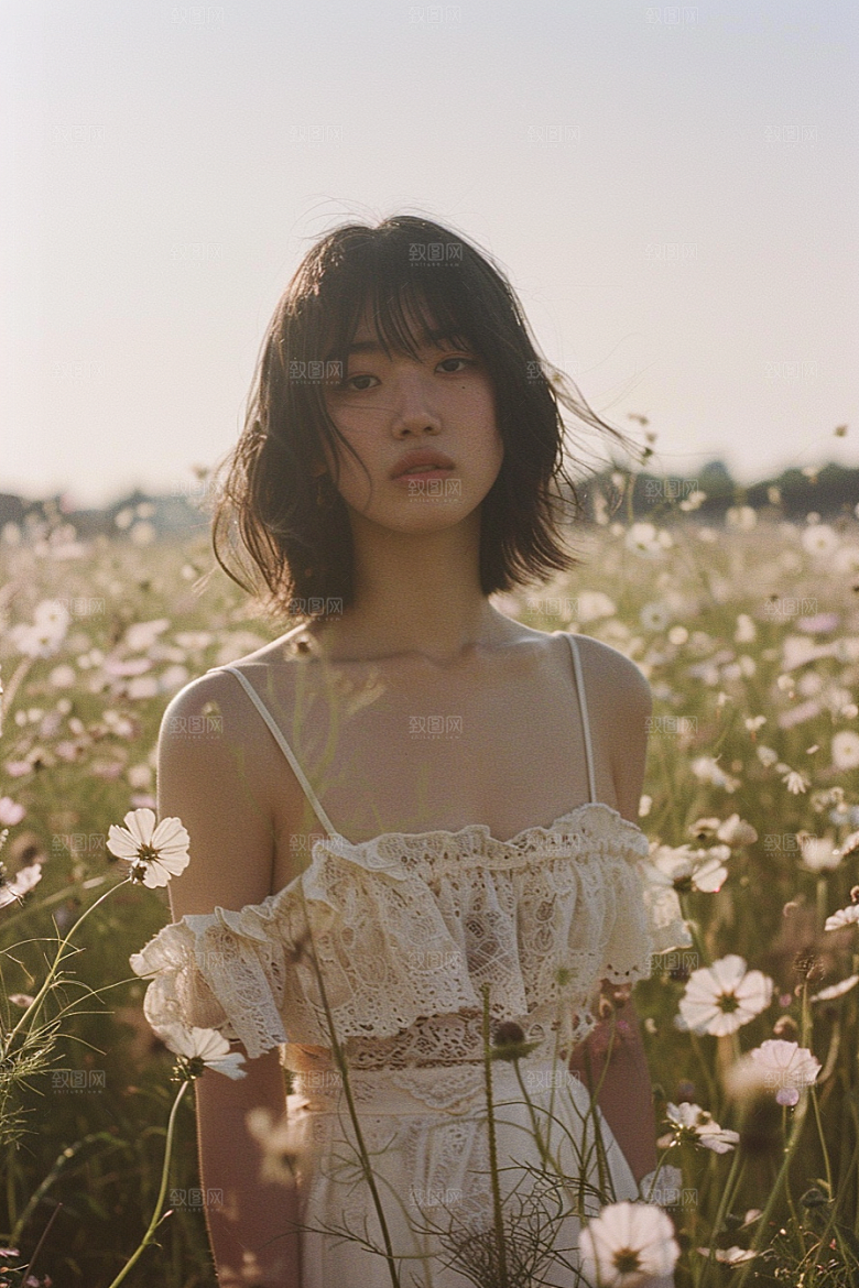 原野人像写真时尚摄影图