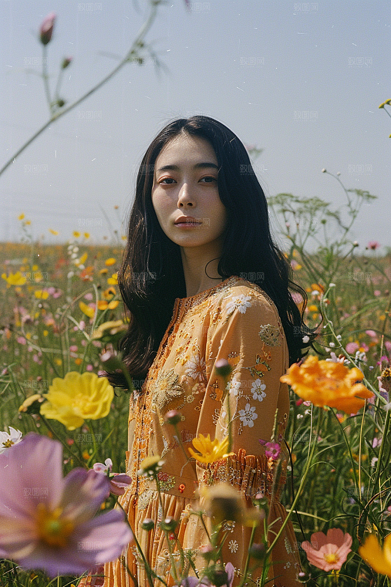 原野人像服装肖像摄影图