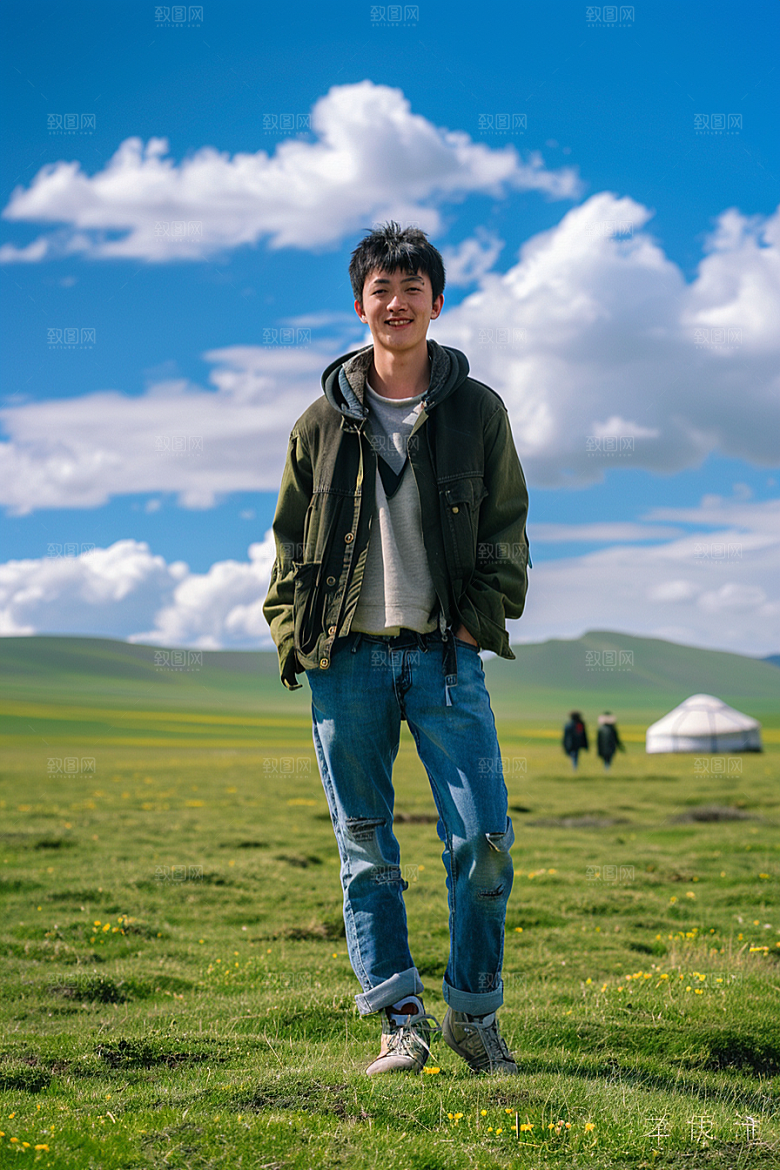 原野人像户外肖像摄影图