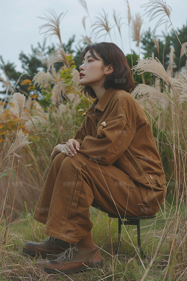 原野人像写真自然摄影图