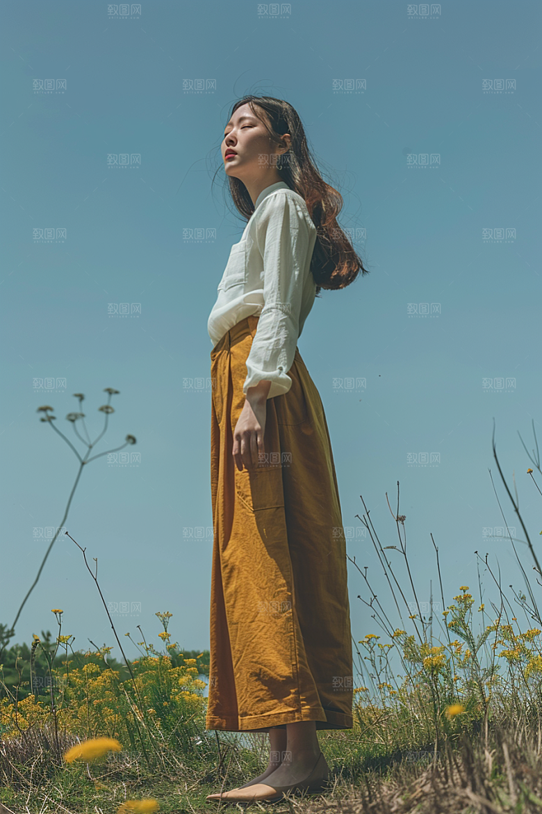 原野人像户外人物摄影图