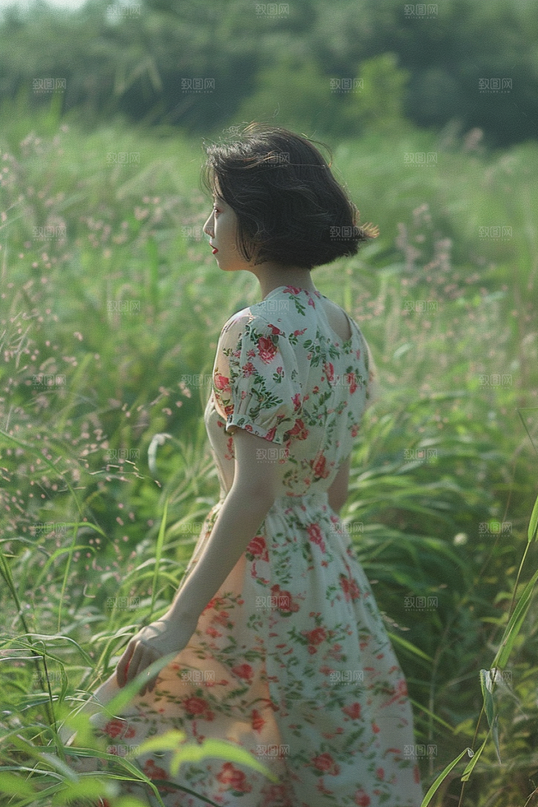 原野人像高清草原摄影图