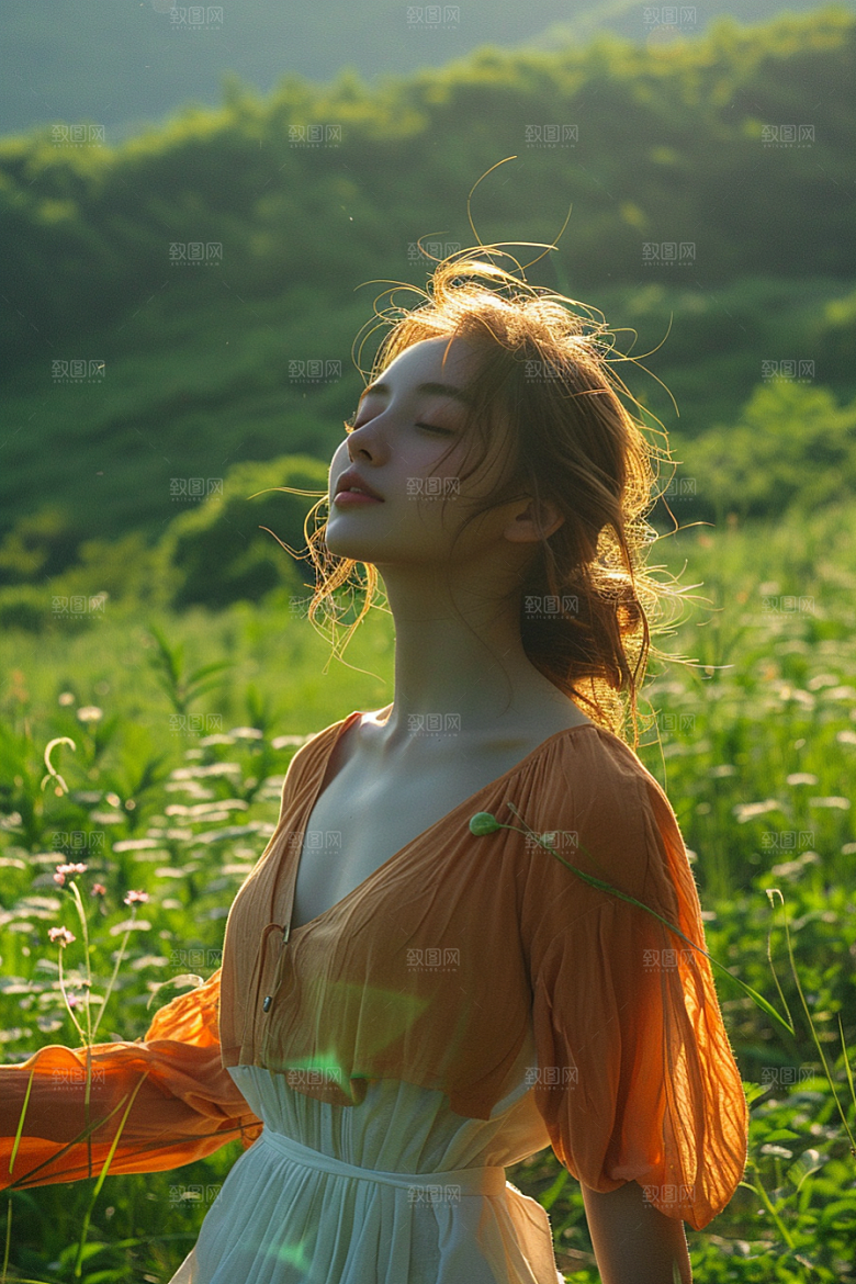 原野人像高清休闲摄影图