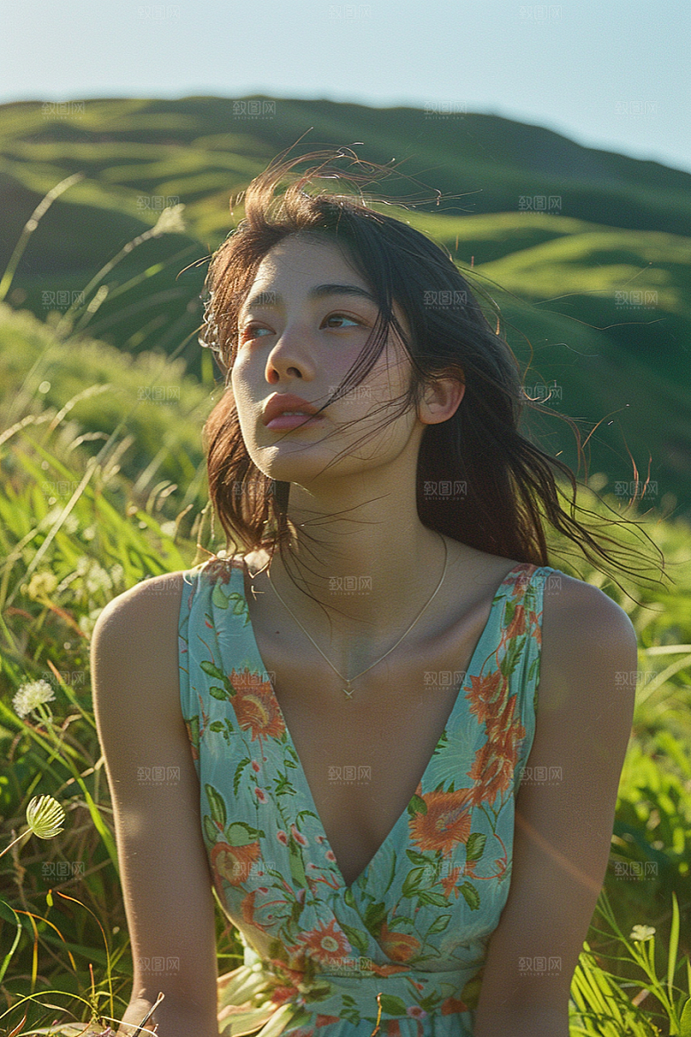 原野人像休闲人物摄影图