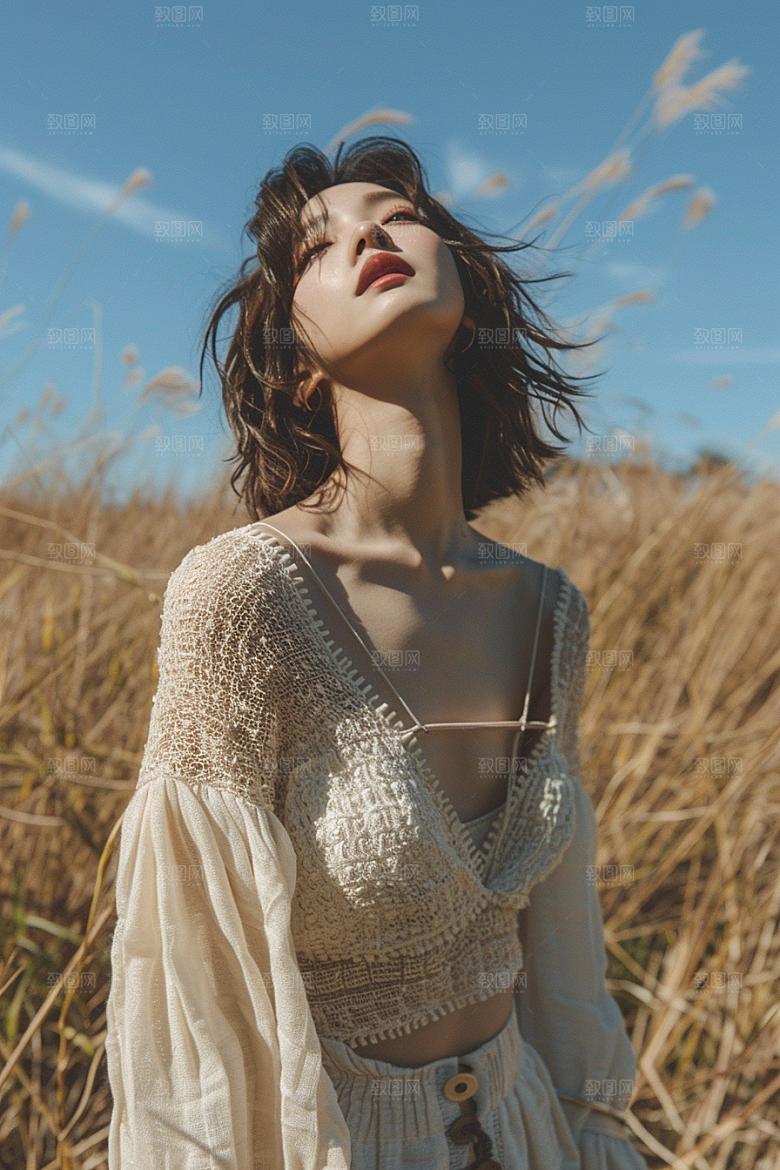 原野人像人物服装摄影图
