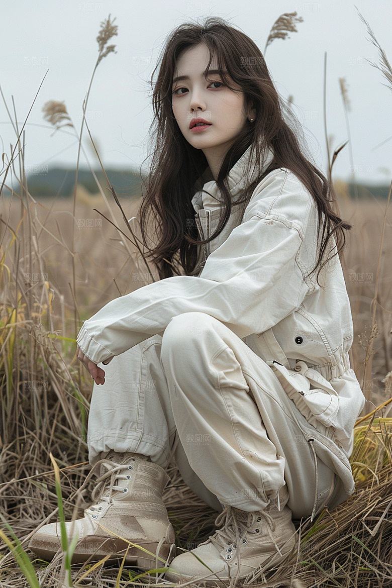 原野人像自然写真摄影图