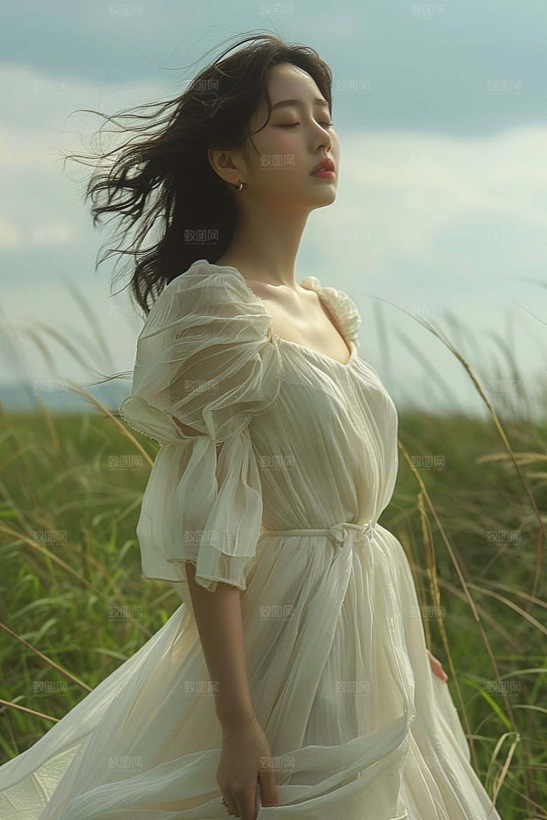 原野人像人物写真摄影图