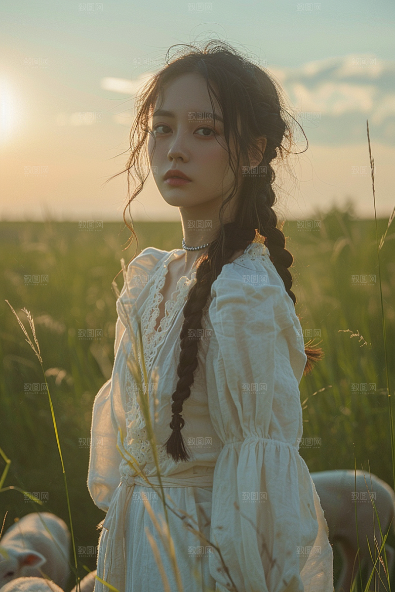 原野人像服装清新摄影图