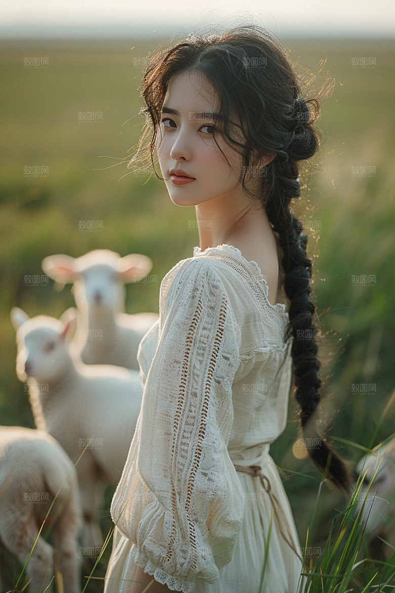 原野人像人物服装摄影图