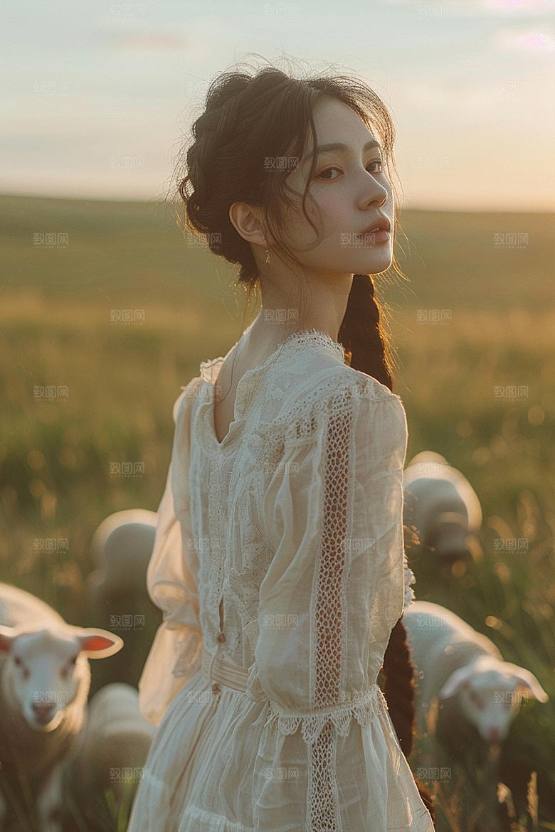 原野人像时尚人物摄影图