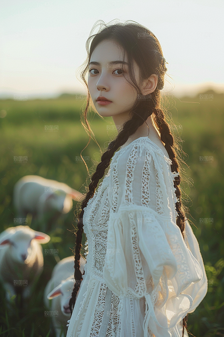 原野人像人物户外摄影图