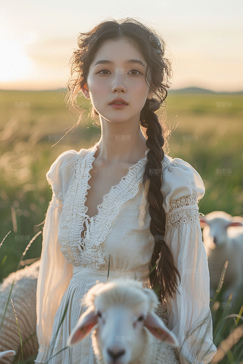 原野人像写真自然摄影图