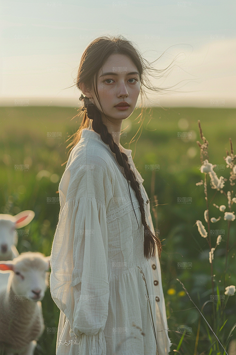 原野人像荒野草原摄影图