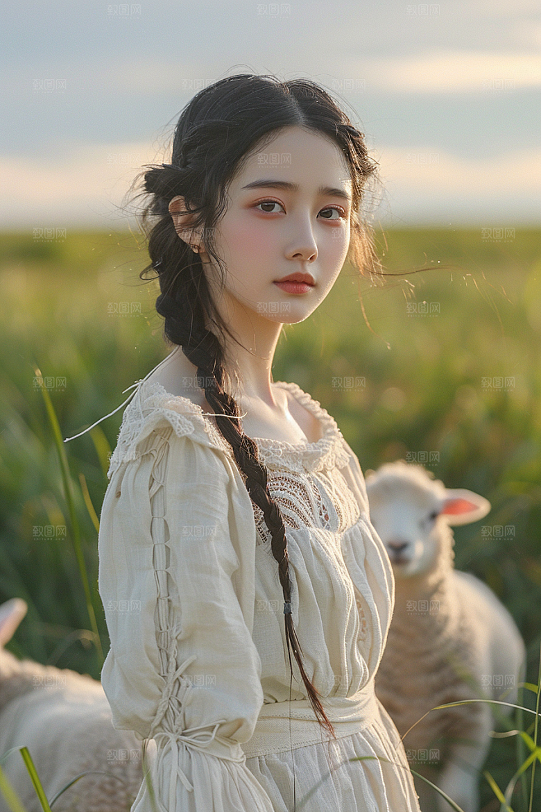 原野人像清新人物摄影图