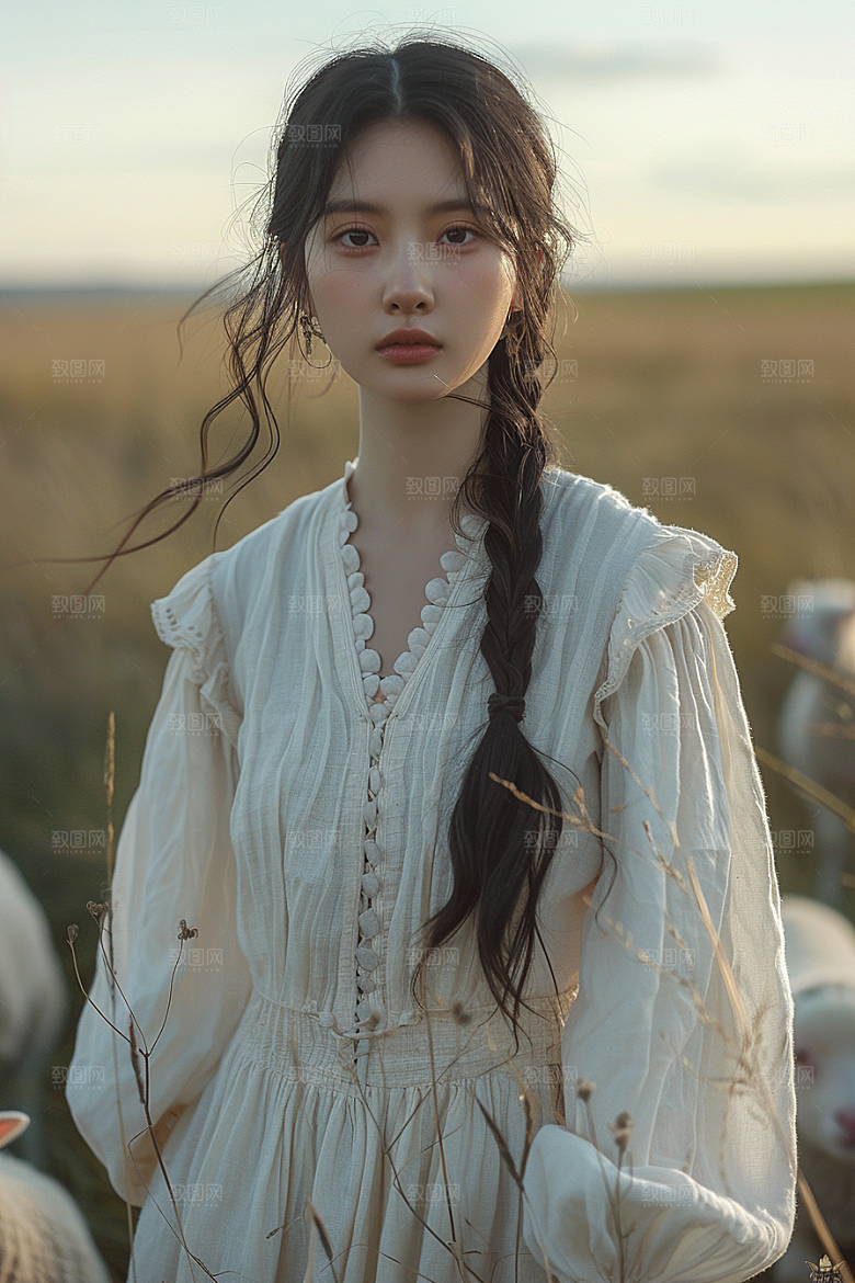 原野人像人物自然摄影图