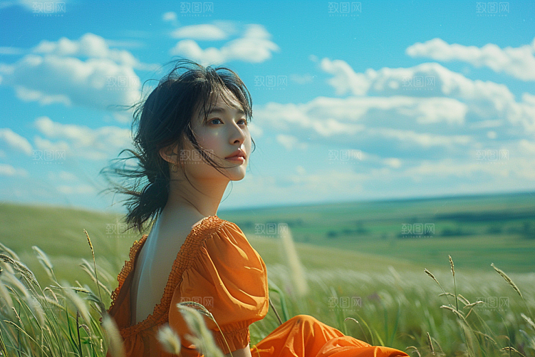 原野人像高清荒野摄影图