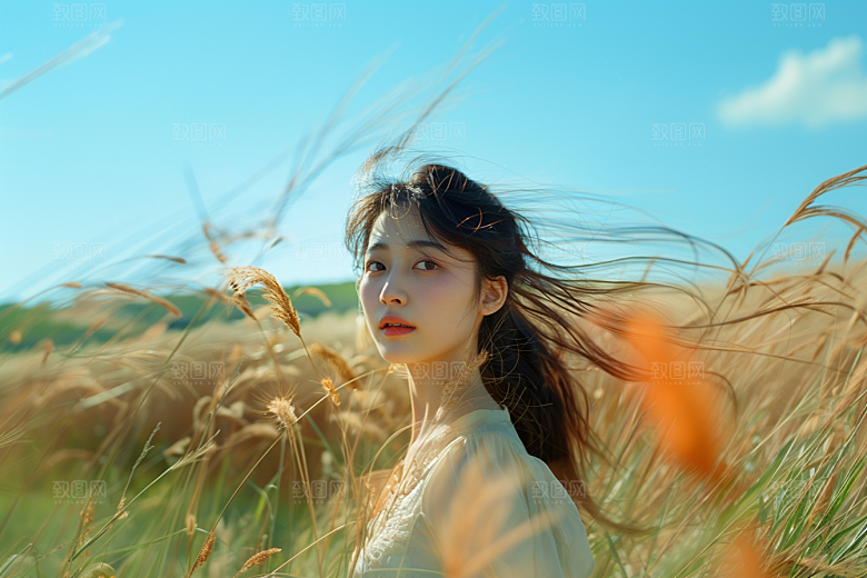 原野人像草原高清摄影图