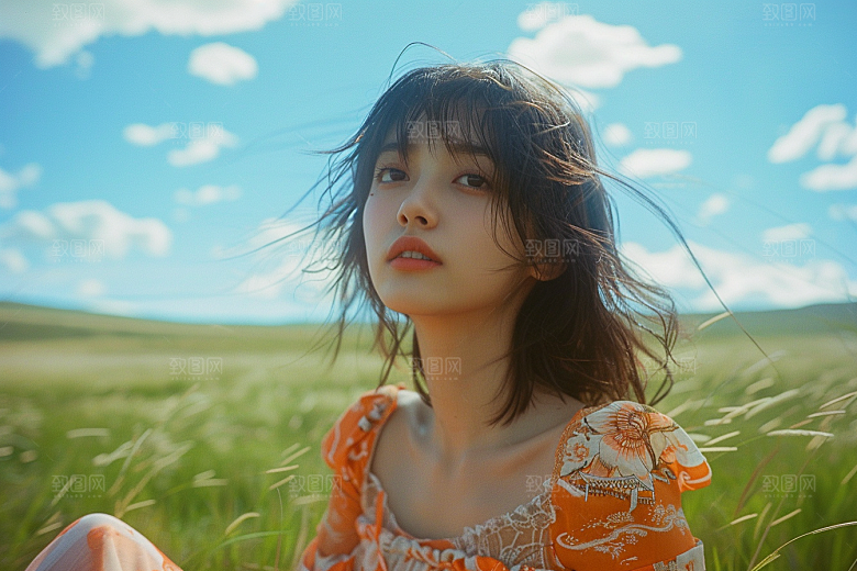 原野人像荒野草原摄影图