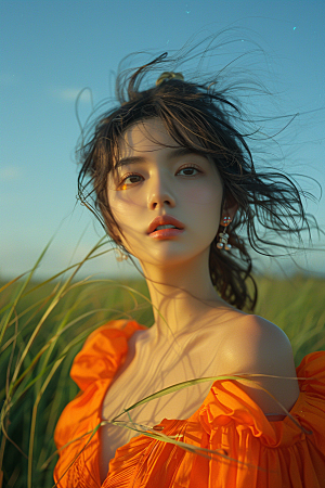 原野人像户外服装摄影图