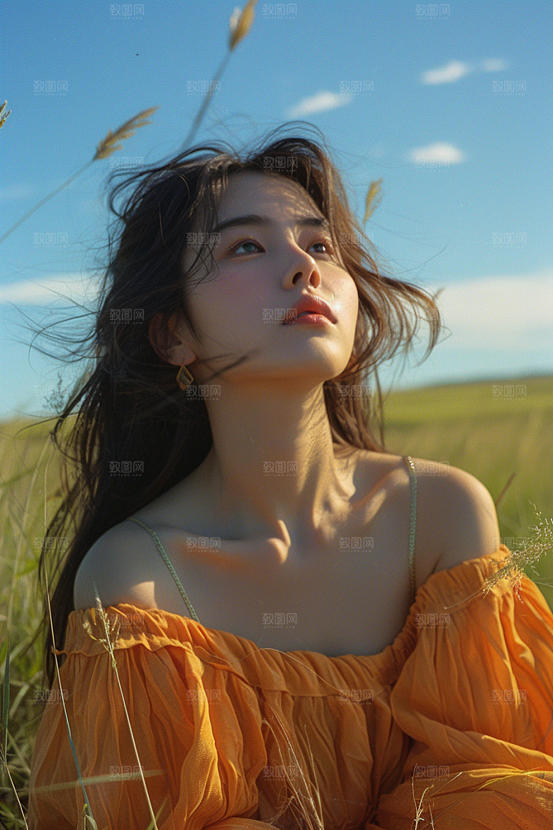 原野人像自然写真摄影图