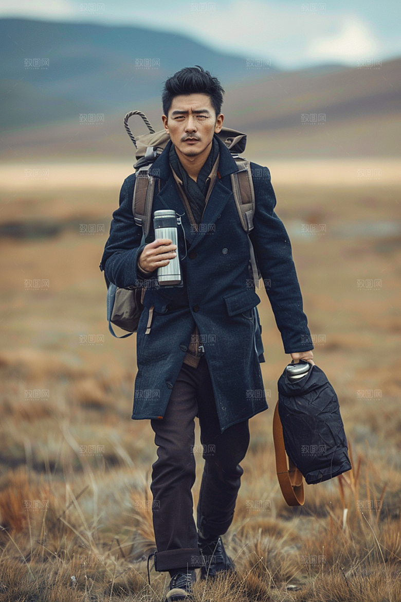 原野人像肖像户外摄影图