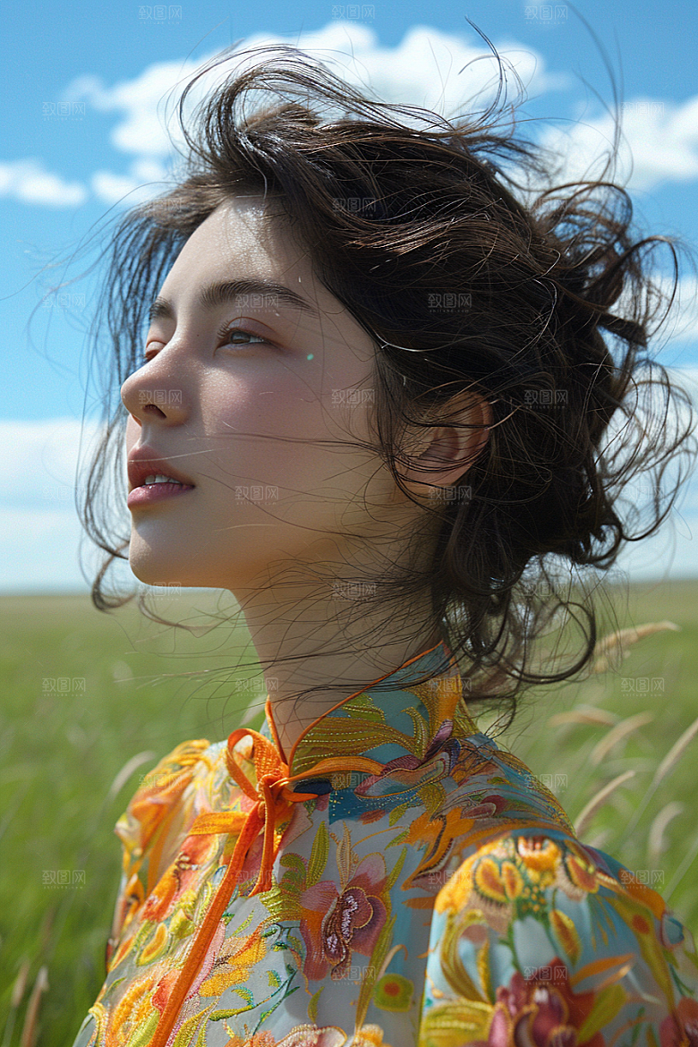 原野人像写真服装摄影图