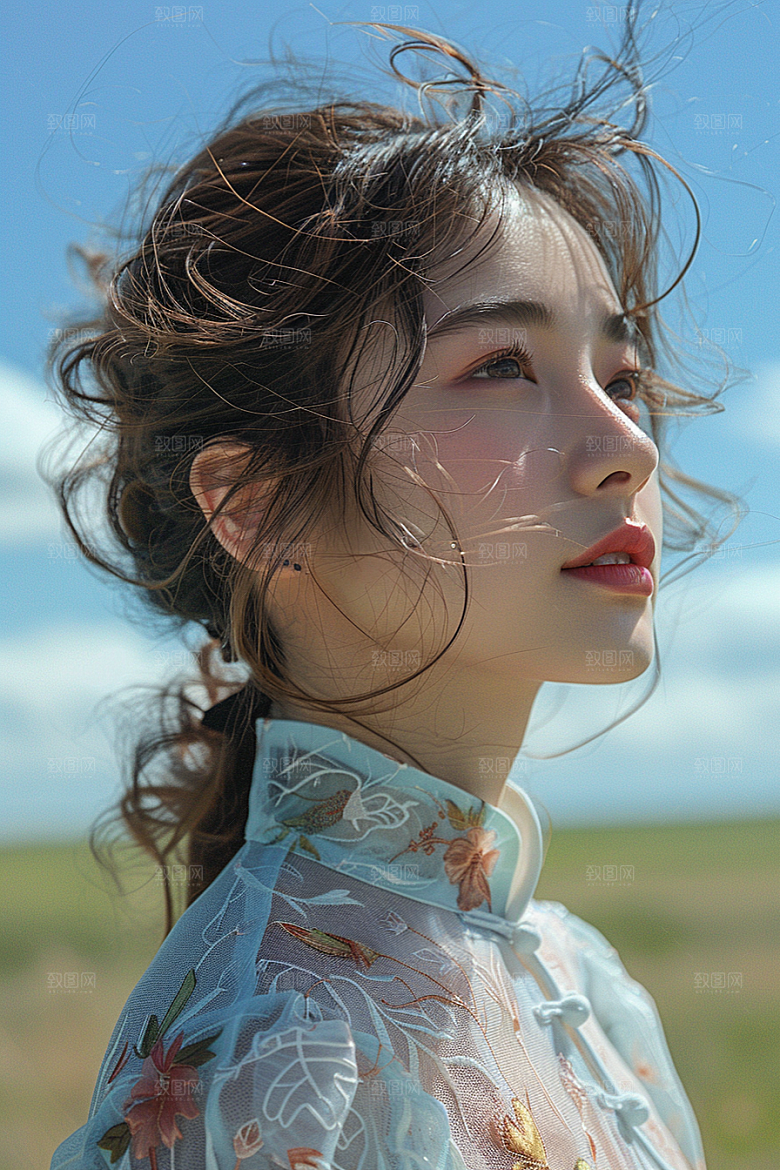 原野人像服装荒野摄影图