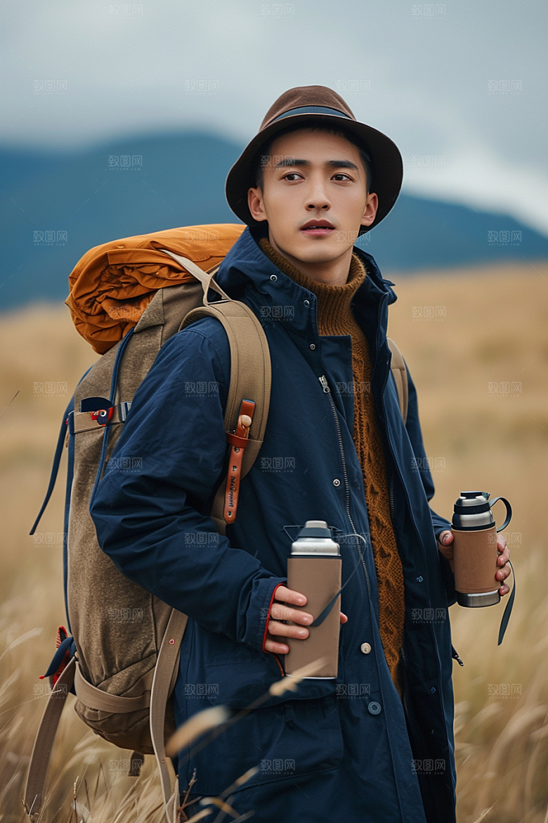 原野人像服装户外摄影图
