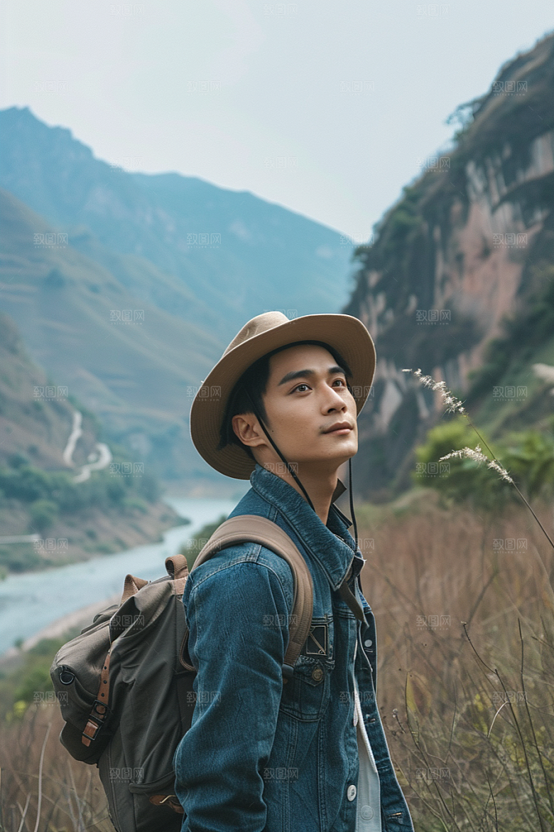原野人像肖像休闲摄影图