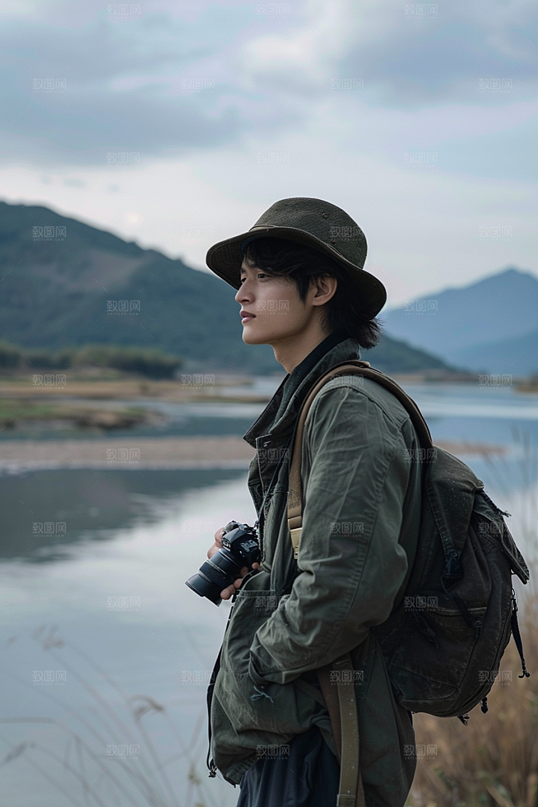 原野人像氛围人物摄影图