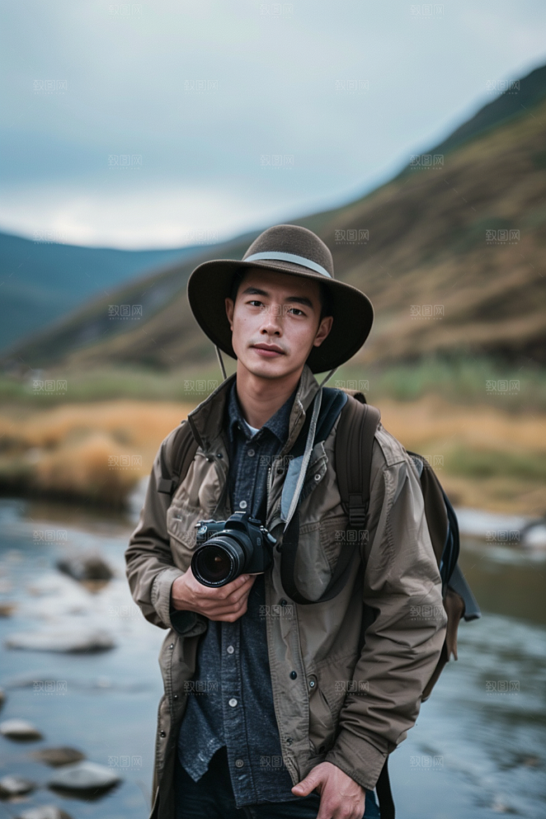 原野人像户外草原摄影图