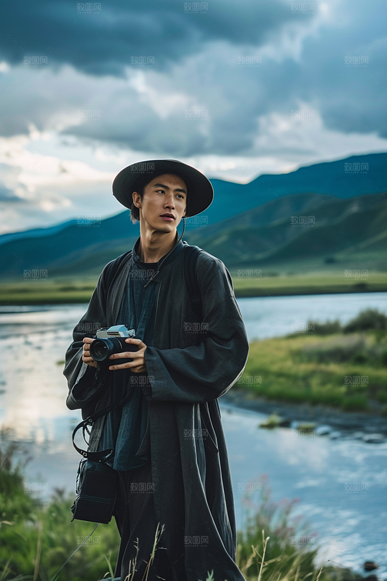 原野人像人物高清摄影图