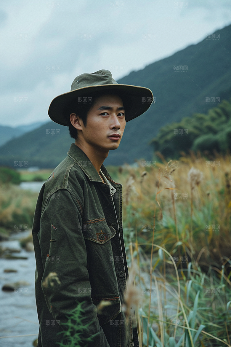 原野人像时尚肖像摄影图