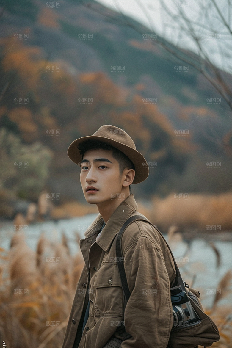 原野人像人物自然摄影图