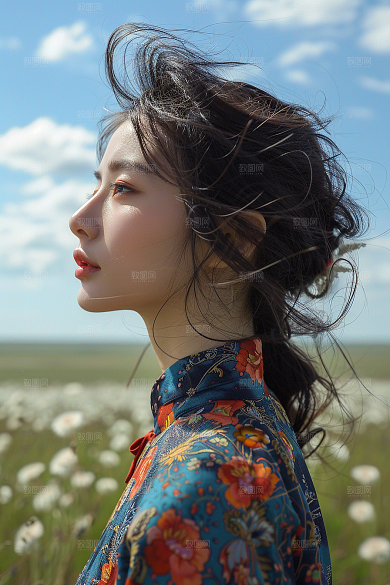 原野人像人物自然摄影图