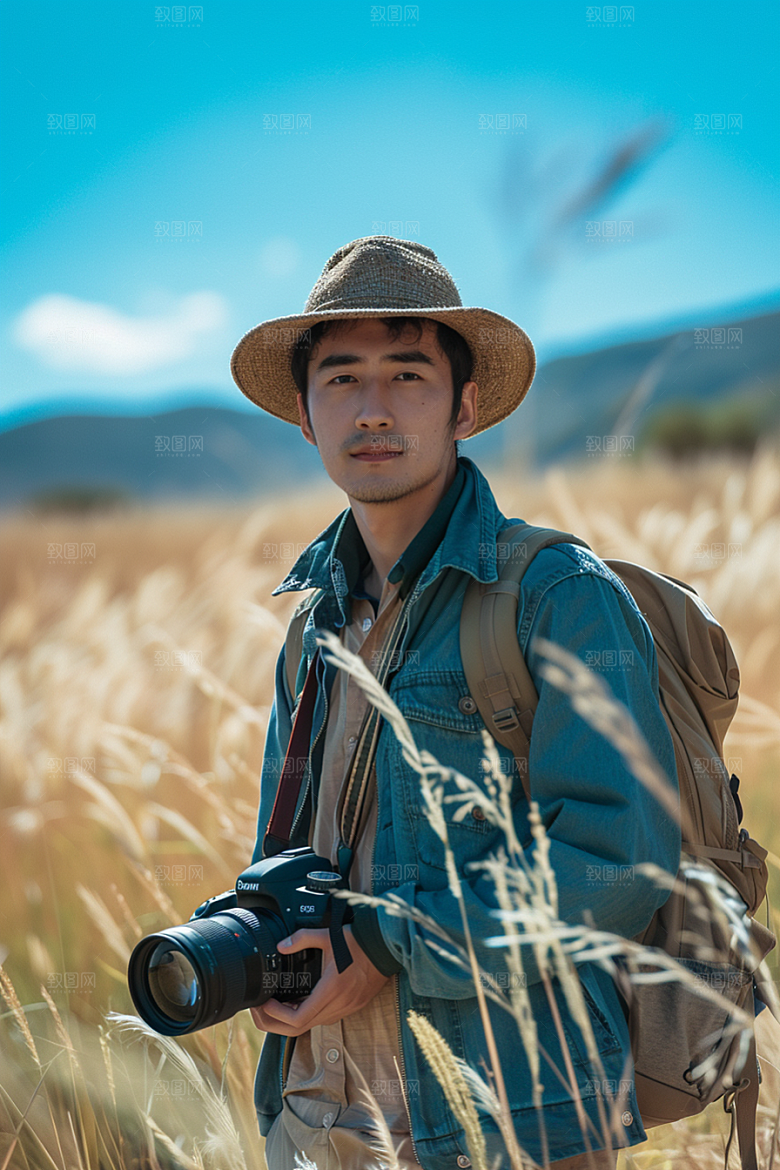 原野人像休闲人物摄影图