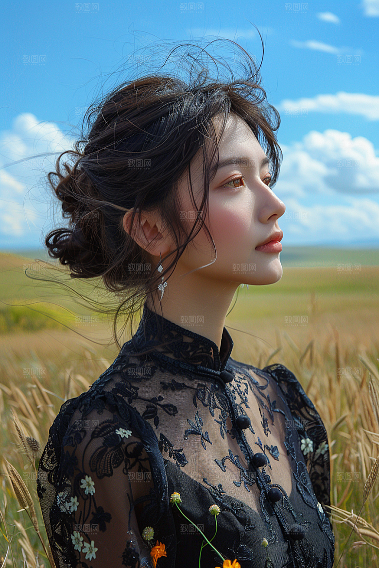原野人像户外荒野摄影图