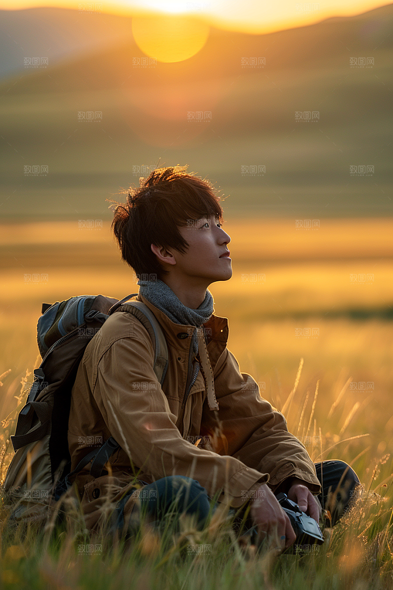 原野人像人物自然摄影图
