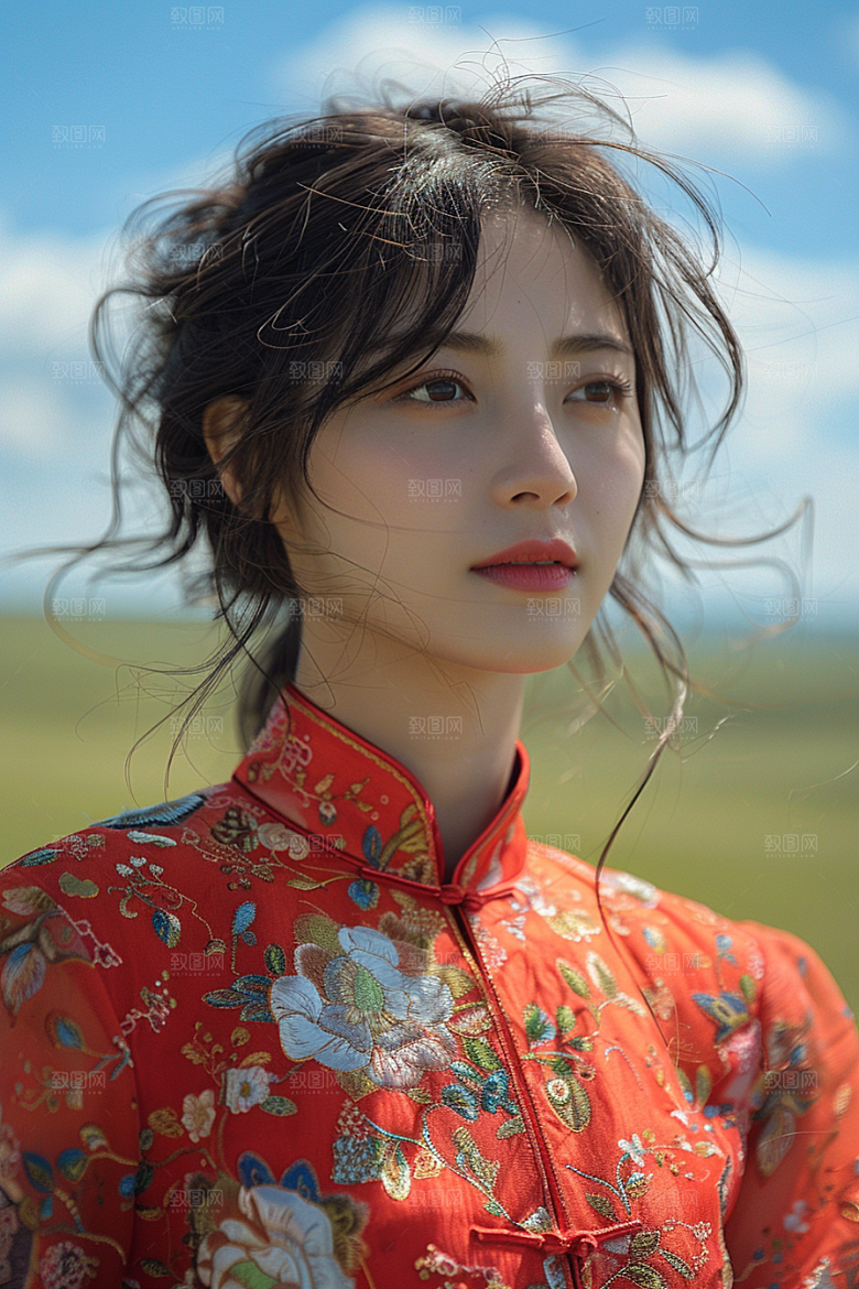 原野人像自然写真摄影图