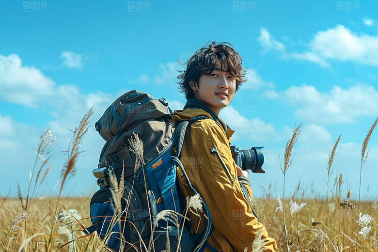 原野人像高清人物摄影图