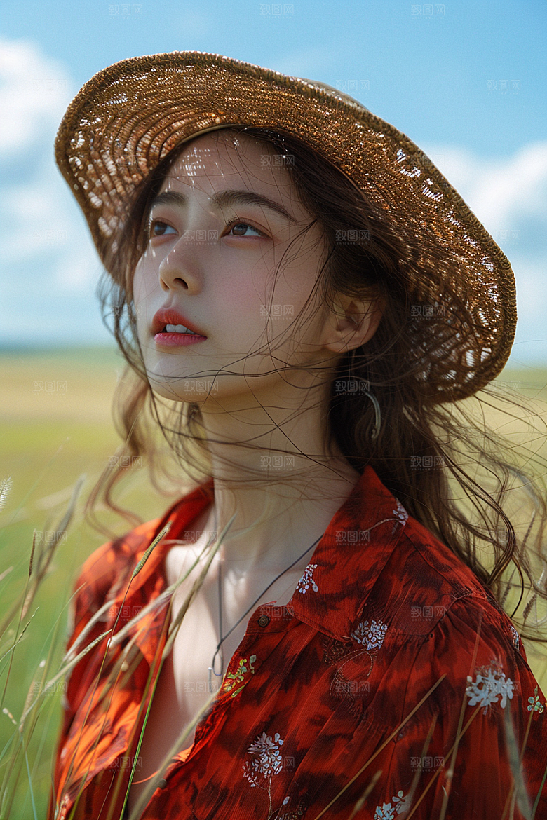 原野人像户外人物摄影图