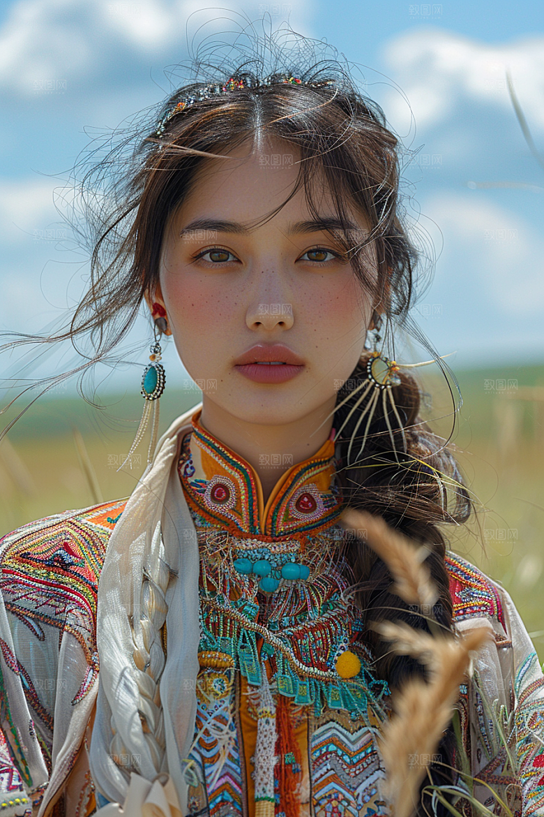 原野人像氛围自然摄影图