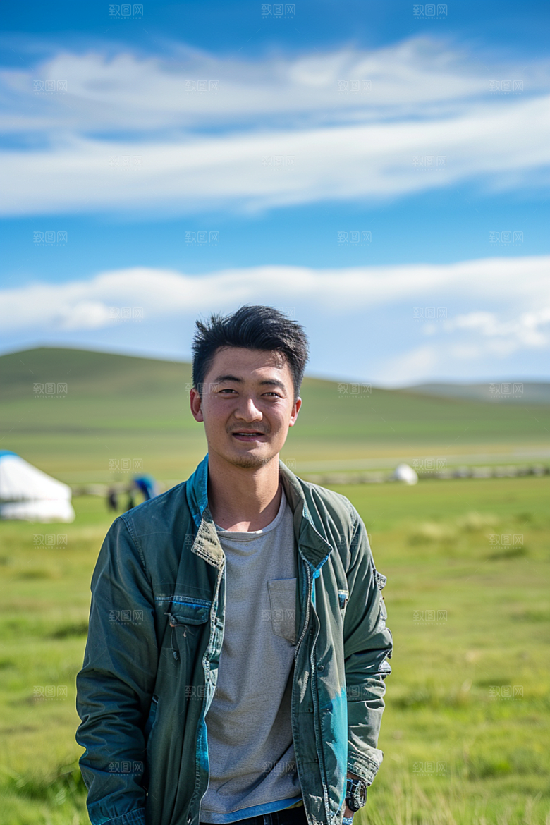 原野人像人物草原摄影图