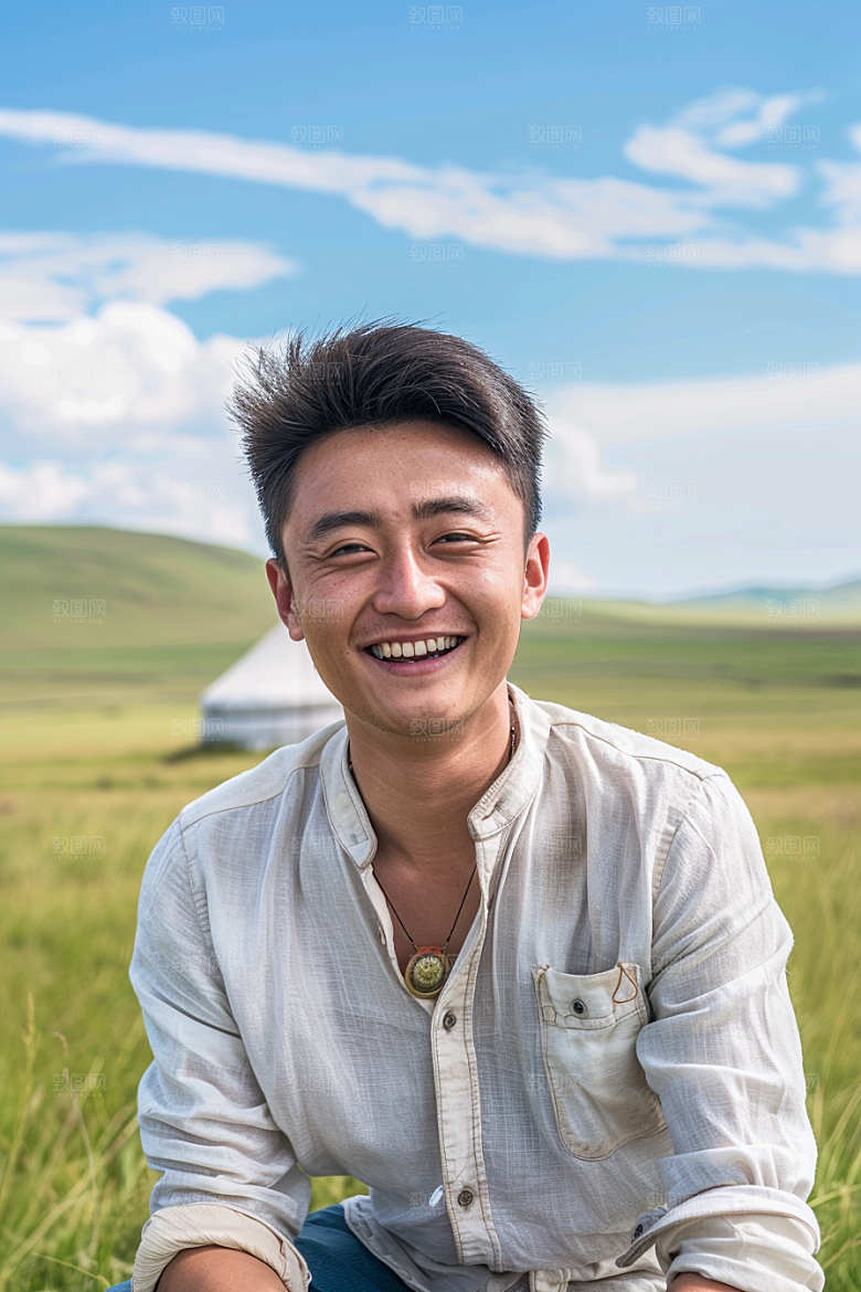 原野人像草地服装摄影图