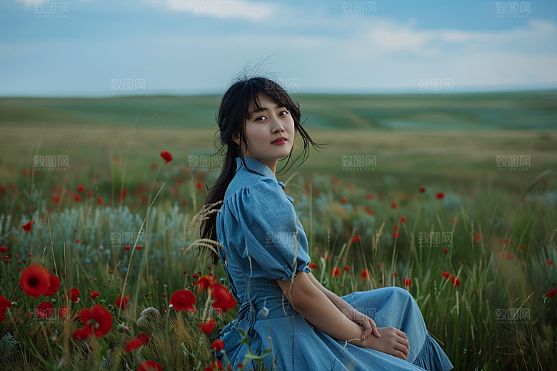 原野人像户外自然摄影图