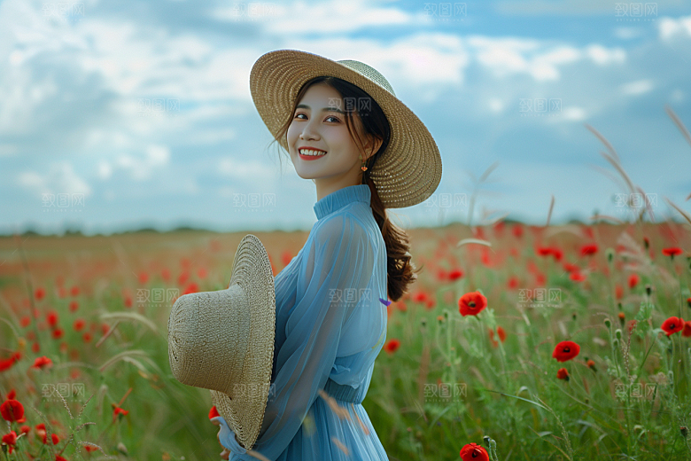 原野人像草原荒野摄影图