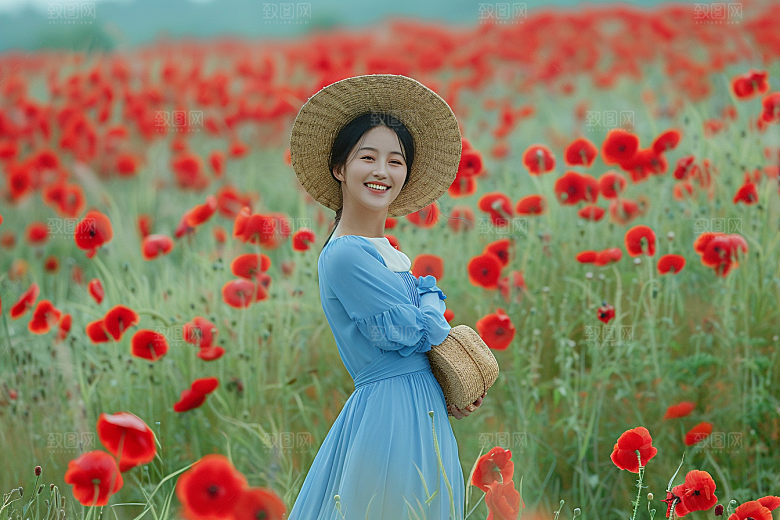 原野人像休闲服装摄影图